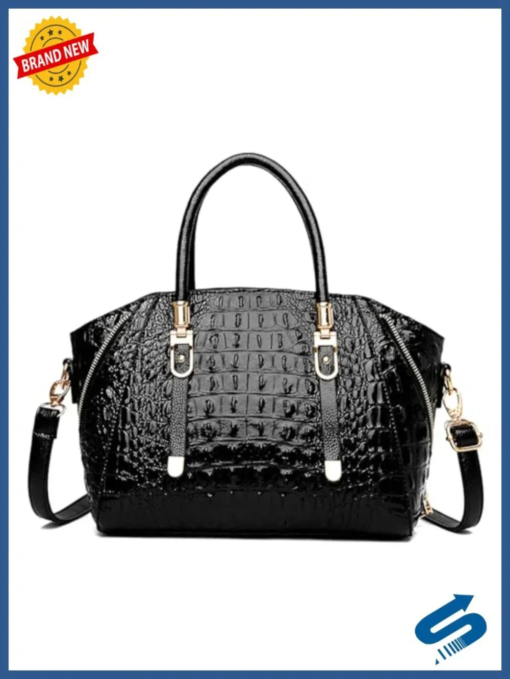 Crocodile Embossed Faux Leather Tote Bag Women Crossbody Shoulder